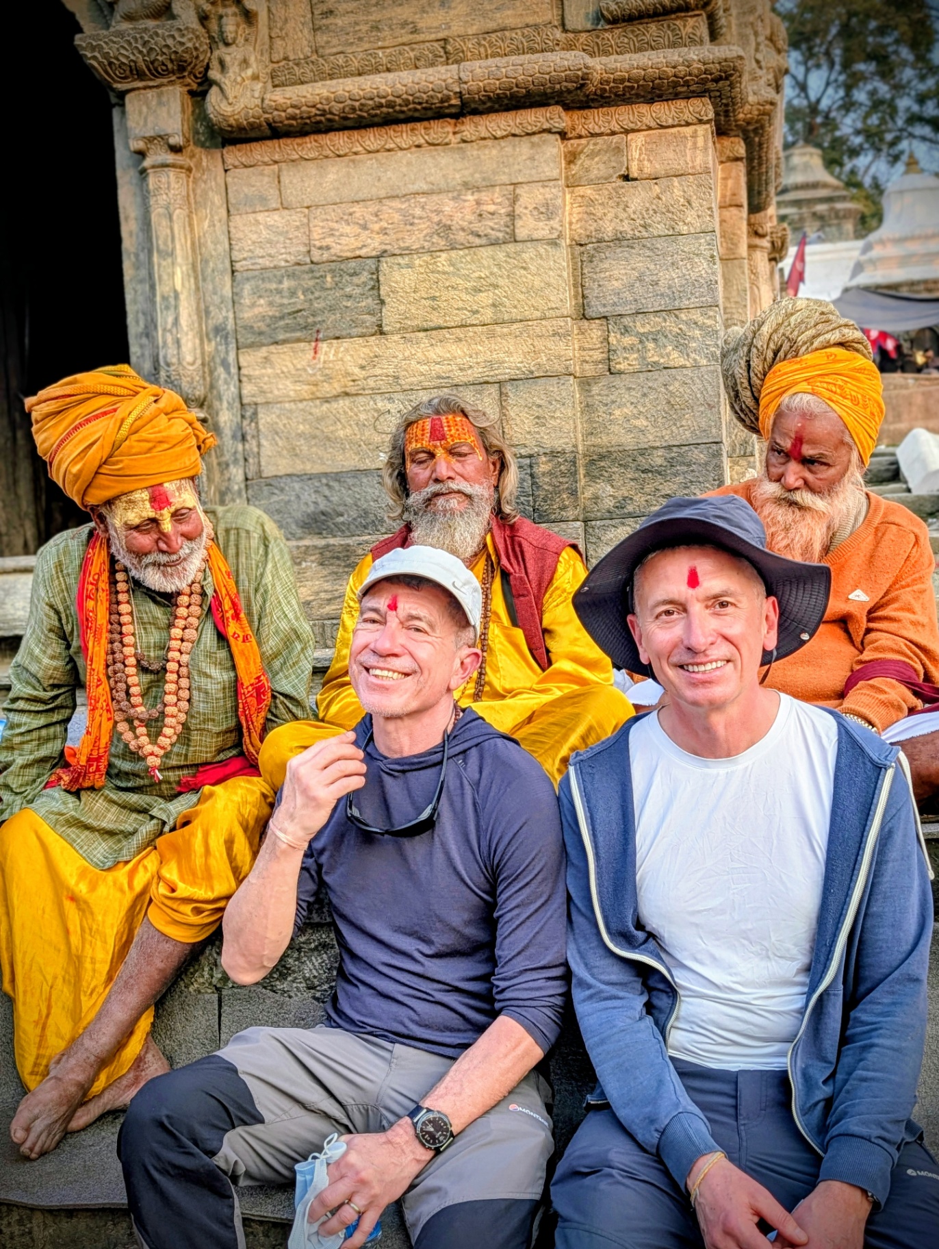 With sadhus at Pashupatinath
